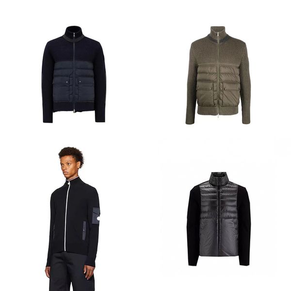 

mens knitted panels puffer down winter jacket designer black lightweight men's jacket spring autumn outerwear coats s