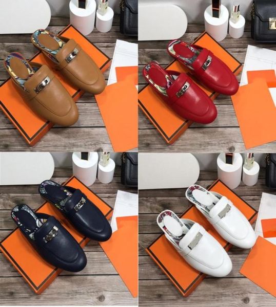 

designer slippers genuine leather oz mules sandals princetown kelly metal chain shoe women loafers outdoor odile skin lady sli9019730, Black