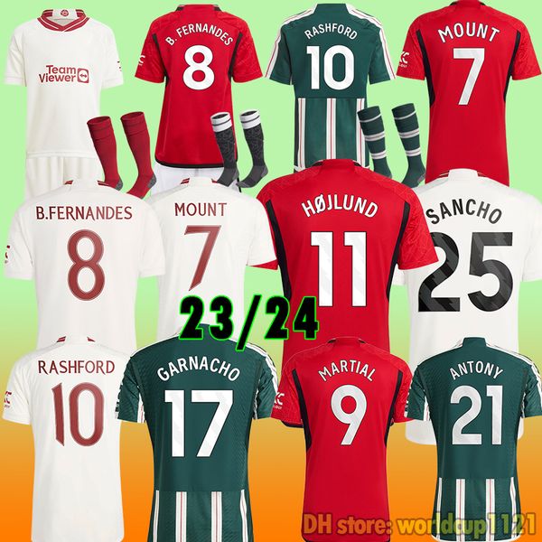 

hojlund 11 antony sancho man uniteds soccer jerseys b. fernandes 2023 2024 player casemiro manchesters football shirt men kids kit mans utds, Black;yellow