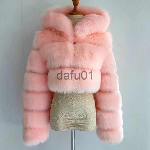 

women's fur faux fur pink furry cropped faux fox fur coats and jackets women zipper hoodie fluffy winter cropped hooded fur jacket thic, Black