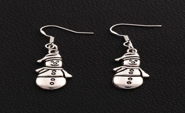 

christmas snowman earrings 925 silver fish ear hook 50pairslot tibetan silver 125x418mm e772 zhl24691819175