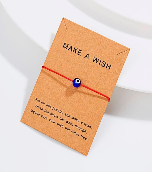 

20pcslot make a wish blue evil eye woven paper card bracelet women adjustable lucky red string bracelets femme new fashion jewelr3755835, Golden;silver