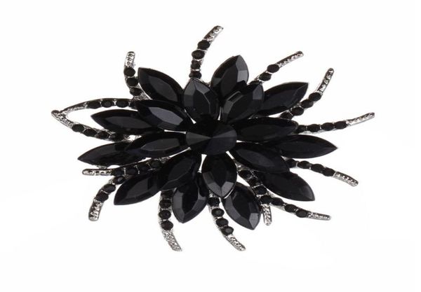 

luxury bijoux large crystal rhinestone flowers brooches epoxy corsage wedding broach bouquet hijab pin broches party women8389439, Gray