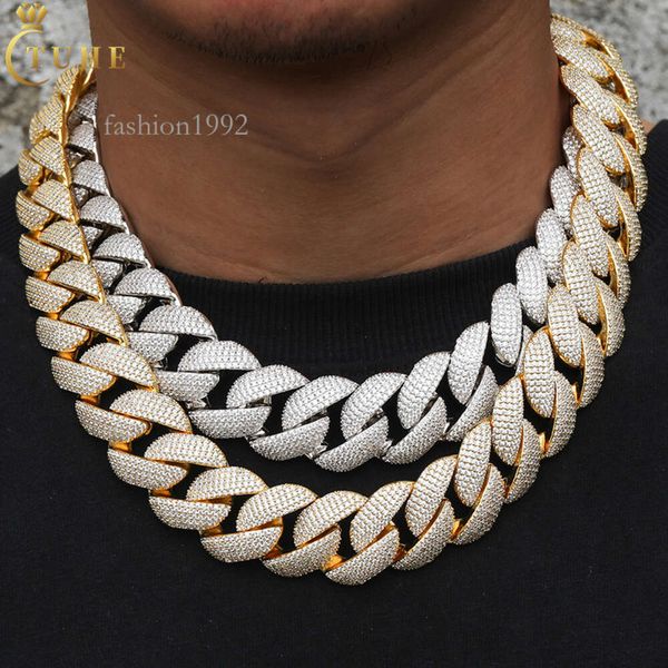 

23Mm 5 Rows Vvs Moissanite Diamond S Sterling Sier Lab Grown Si Diamond Iced Out Hip Hop Jewelry Cubana Necklace For Men
