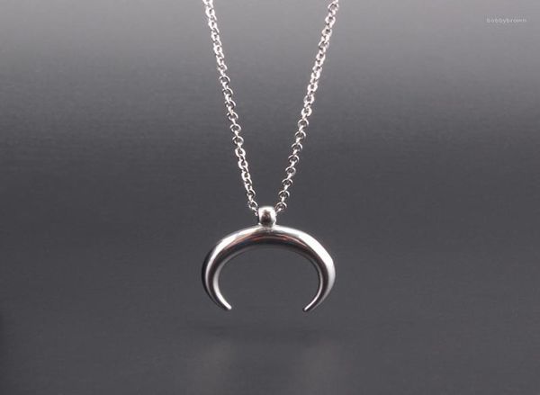 

ox horn necklace stainless steel half moon charm pendant women fashion jewelry gift female mujer colar 2021 new15224065, Silver