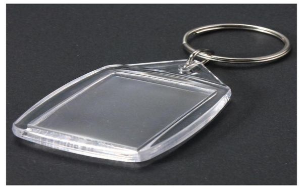 

50 pcs clear acrylic plastic blank keyrings insert passport po keychain keyfobs keychian key chain ring7843386, Slivery;golden