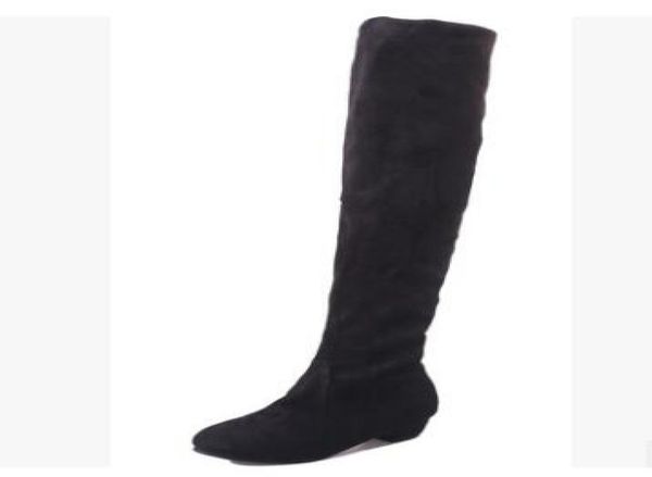 

wholewomen boots 2017 autumn winter ladies fashion flat bottom boots shoes over the knee thigh high suede long boots brand so4742160, Black