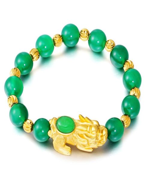 

vietnam sand gold pixiu feng shui bracelet black red green color agate couple beaded bracelet transfer luck jewelry5564721, Golden;silver