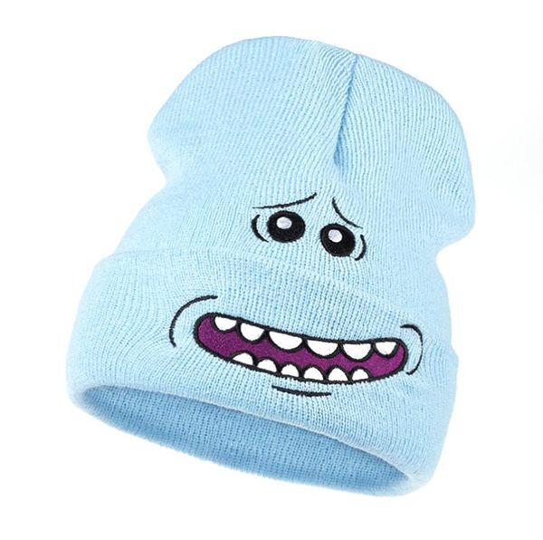 

mr meeseeks knitted hats winter anime caps warm cartoon loveliness beanie outdoor sport skiing knit hats skullie8412468, Blue;gray
