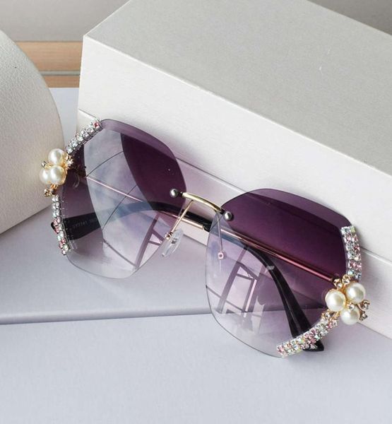 

diamond pearl gradient sunglass women random vintage luxury s glass fashion vintage glass lens the sol mujer6978248, White;black