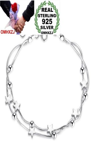 

omhxzj whole fashion sweet lovely woman couple girl party gift beads cube pentagram 925 sterling silver bracelet bangle sz928572291, Golden;silver