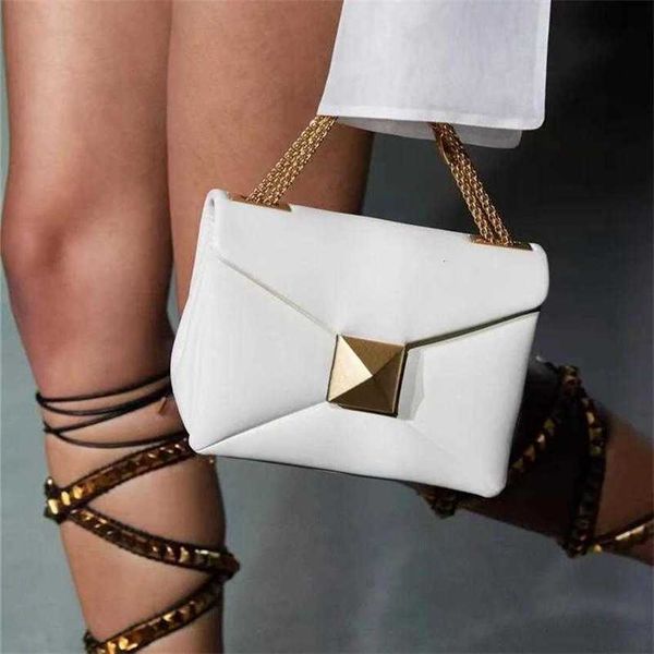 

new large rivet chain small square bag fashion ladies one shoulder leather hand-held diagonal s brand luxury women's