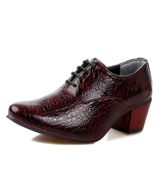 

promotion new mens dress shoes fashion odile pattern leather pointed toe wedding shoes 7cm high heel 1a225075621, Black
