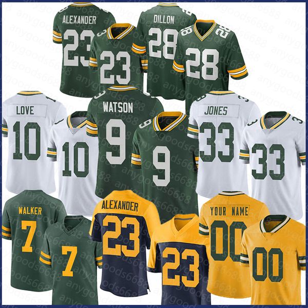 

aaron jones christian watson love football jersey jaire alexander man aj dillon david bakhtiari quay walker romeo doubs eric stokes darnell, Black;red