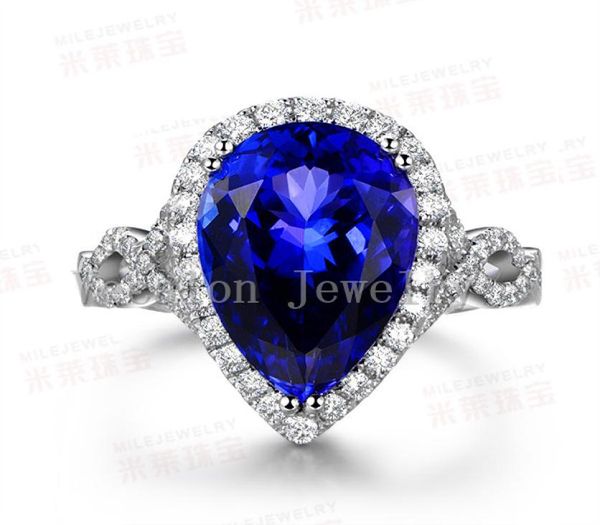 

vecalon pear cut 8ct sapphire simulated diamond cz engagement wedding band ring for women 10kt white gold filled female ring2076772, Slivery;golden