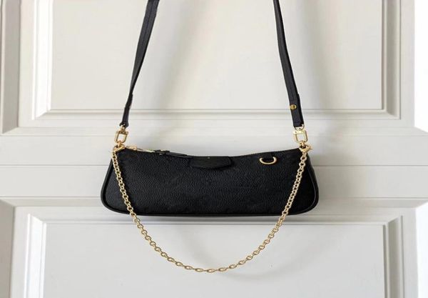 

monograms embossed easy pouch on strap bag purse handbag women messenger handbags water ripples tote pochette chain s6158312, Red;black