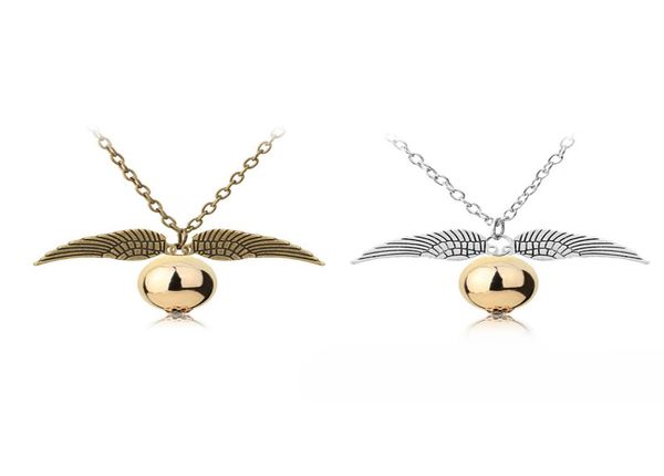 

fashion necklace men women vintage style angel wing charm gold snitch pendant necklace for movie fans accessories2690555, Silver