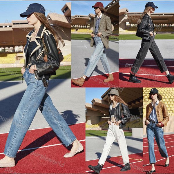 

straight jeans high waisted wash loose fashion slim nine point trousers women 4 color style, Blue