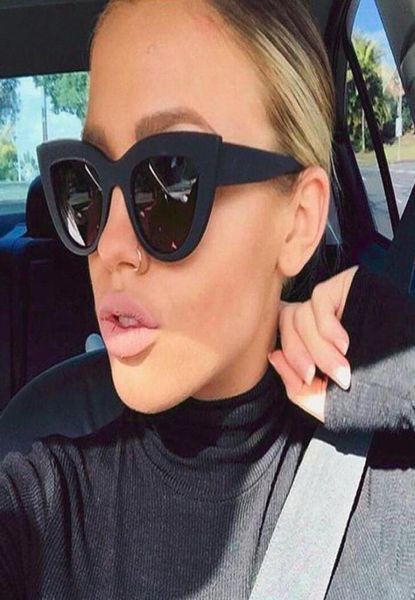 

female cat eye sunglasses women medium thick vintage shaped matte black sun glasses female eyewear brand designer oculos6056423, White;black
