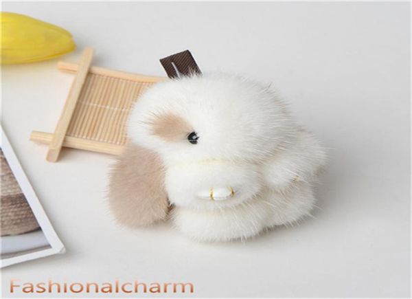 

8cm real fur rabbit bunny toy bag charm key chain keyring accessories phone purse handbag4272436, Silver