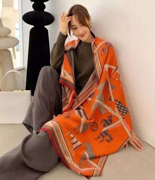 

womens scarf autumn and winter h carriage shawl cape korean fashion allmatch dualuse warm allmatching scarf7215064, Blue;gray