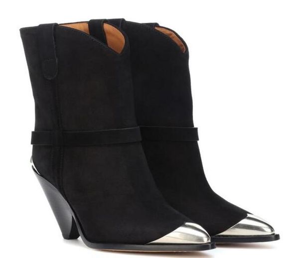 

custom shoes paris fashion design lamsy embellished suede ankle boots black genuine leather western cowboy rare shoes boots3259319