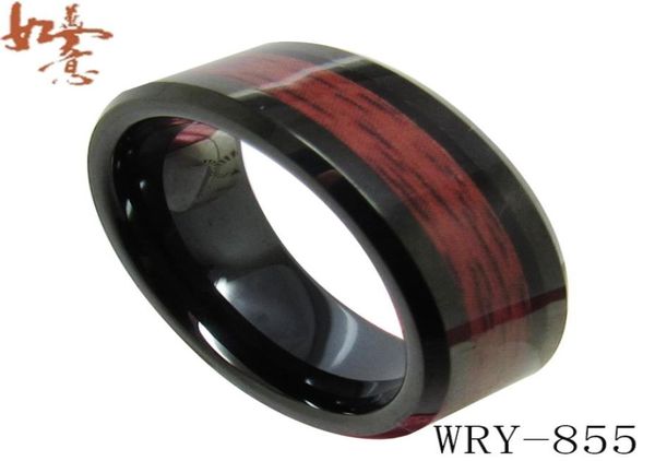 

red wood inlay black tungsten ring bands for men wry855 8mm width5610260, Silver