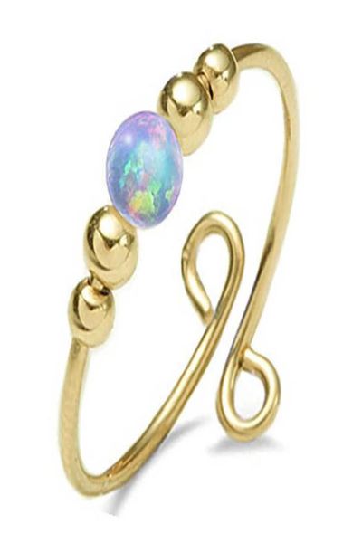 

14k gold plated rings opal antianxiety ring for women0123387824, Silver