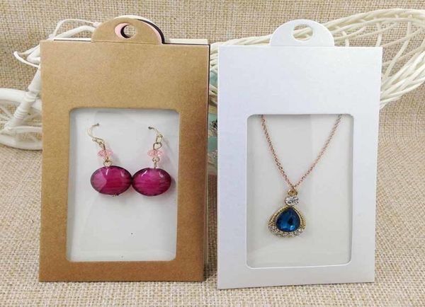 

50pcs various color gift package display candy with hanger necklace earring jewelry packing window box8285864, Black;white