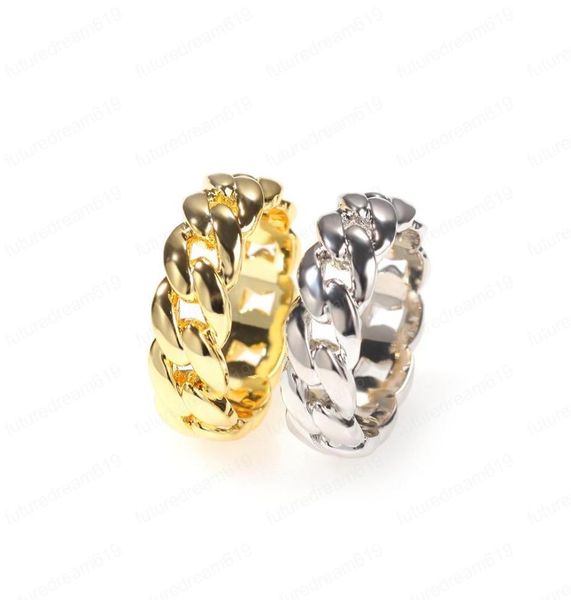 

trendy men women rings gold silver colors smooth cuban chain rings for men women fashion jewelry7075252, Golden;silver