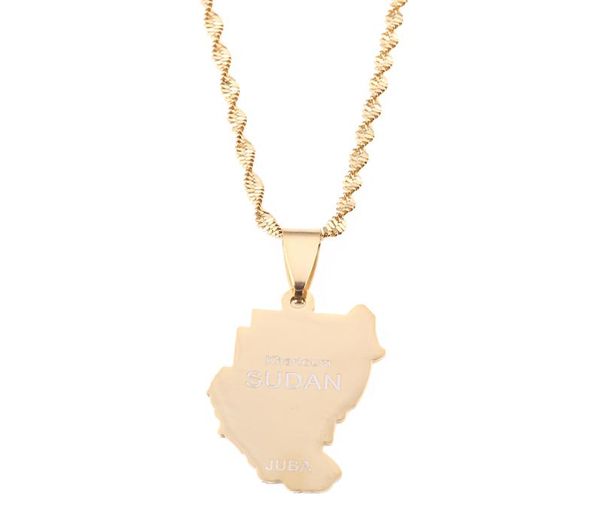 

original old sudan map juba necklace pendant women african south sudanese jewelry for men4805112, Silver