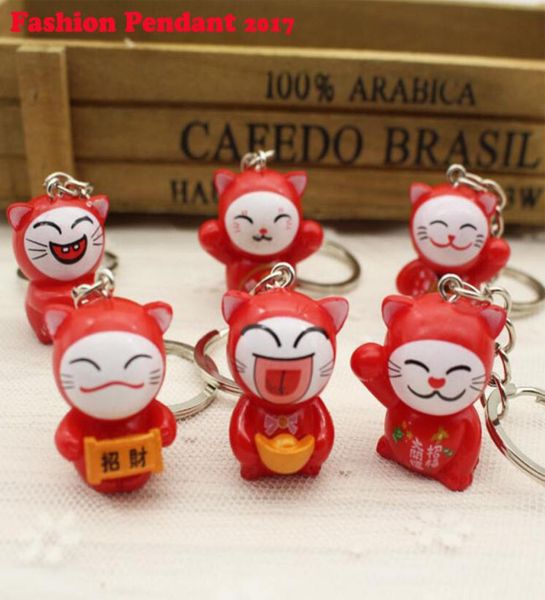 

lovely cartoon maneki neko lucky cat mini plastic toy keychain for children039s gift purse charms pendant1728951, Silver