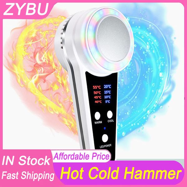 Portable LED Ultrasonic Hot Cold Hammer Therapy Photon Skin Rejuvenation Tightening Massager SPA Facial Care Wrinkle Removal Health Beauty Machine