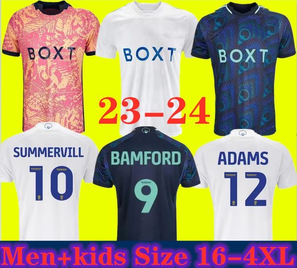 

3xl 4xl 23 24 bamford llorente leeds unitedes soccer jerseys home away 2023 2024 adams aaronson harrison james men kids football shirt playe, Black;yellow