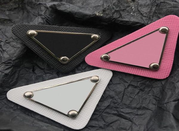 

3 colors triangle badge women pins fashion clothes hat accessories designer letter printed brooches for party6751555, Gray