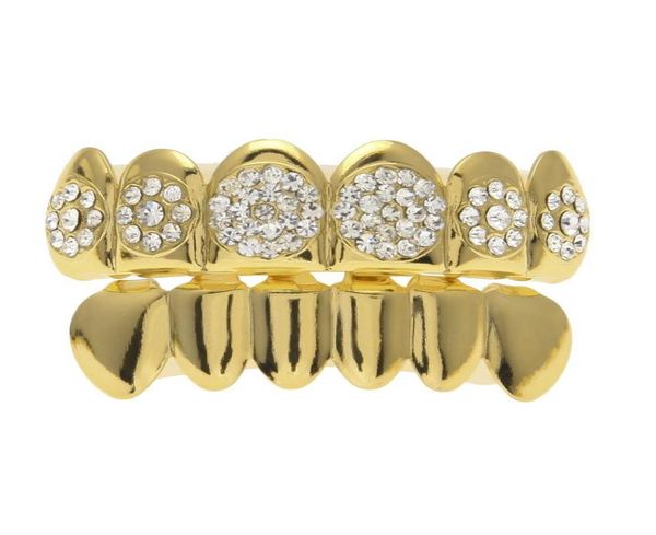

new custom fit gold plated 4 lows iced out hip hop teeth grillz grill for halloween christmas party gift45949704589298, Black