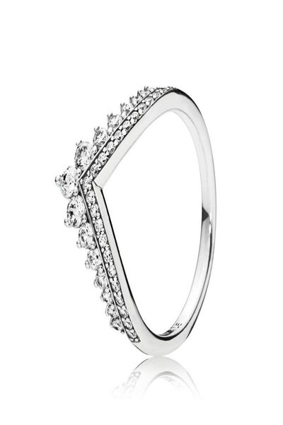 

clear cz diamond princess wish ring set original box for p 925 sterling silver women girls wedding crown rings 5 k29039301, Slivery;golden