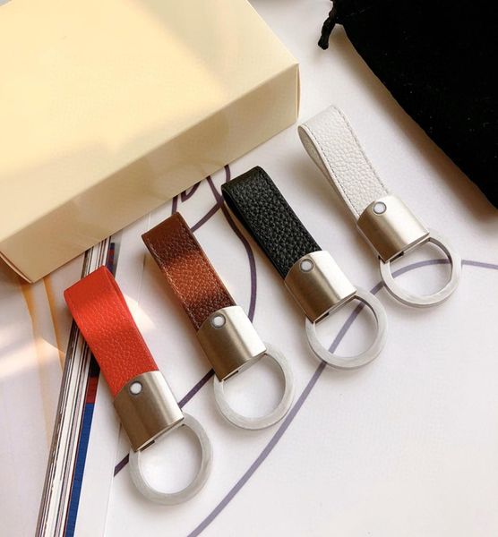 

2021 new men39s car key ring fine steel leather litchi material valentine39s day gift lhm155654519, Slivery;golden