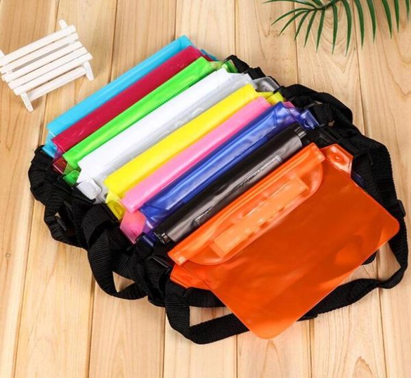 

dhl50pcs waterproof waist bag pvc transparent solid protective phone bag mix color5137129