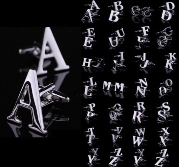 

english letter cuff links az cuff links shirts cufflinks for mens jewelry french cufflinks wedding fathers day xmas gift6275142, Silver