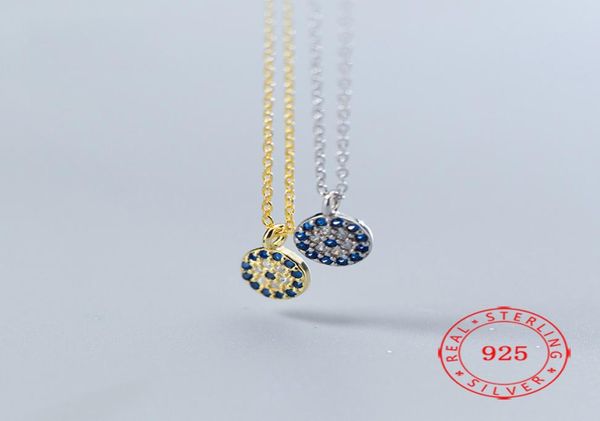 

s925 sterling silver demon eye necklace female turkey blue evil eyes round geometry mini clavicle chain2672762