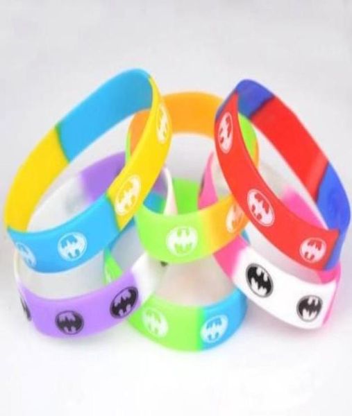 

2015 new 100pcs batman silicone bracelet wristband cartoon cosplay party multicolor sport wrist band7829139, Black