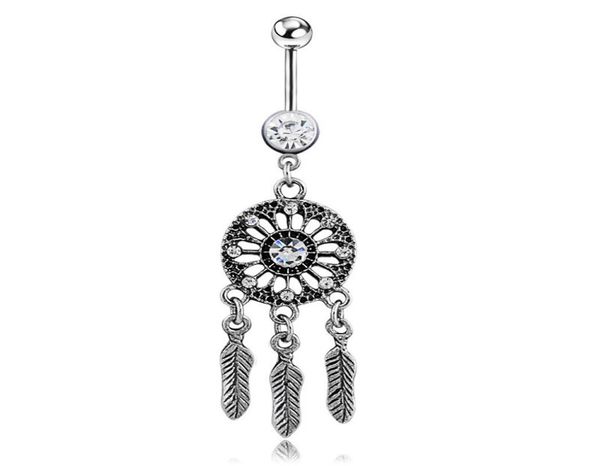 

d0646 dreamer belly navel button ring silver black012343037916