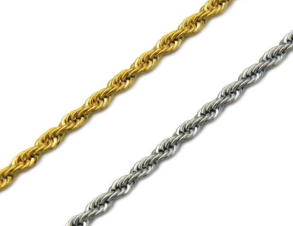 

hip hop gold 304l stainless steel necklace men rope chain ed necklaces for women men jewelry9705755, Silver
