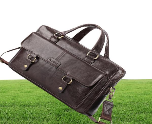 

piuncle genuine leather men039s briefcase lapbag for men business handbag cowhide men crossbody travel bag brown leather5692519