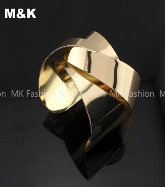 

unique design women jewelry warp surface metal wide opened cuff bangles bracelets gold and silver colors bl1134140277, Black
