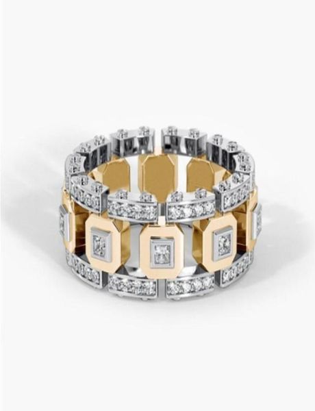 

fashion personality color separation band rings with diamonds hollow design mens jewelry party gift76386527643584, Silver