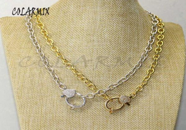 

5 strands big lobster clasp pendant necklace carabiner necklace opened link chain fashion jewelry accessories 504803103929, Silver