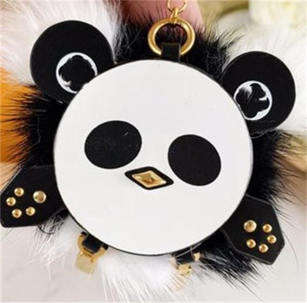 

2022 fashion keychain cute roundness design black and white panda keyrings holiday gift car pendant bag pendant harajuku packaging8835842, Silver
