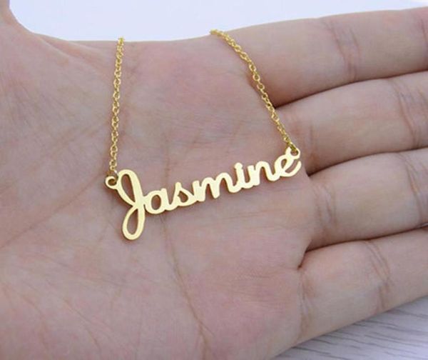 

custom name necklace vintage actual handwriting signature pendant necklace women men choker jewelry friendship gift for her1423169, Silver